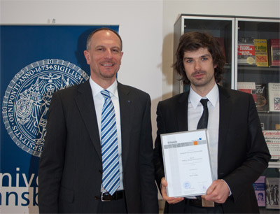 MMag. Daniel Kleinlercher erhielt einen der insgesamt 14 Forschungsförderungspreise v …