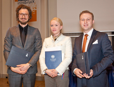 V.l.: Die heurigen Liechtenstein-PreisträgerInnen: Michael Kirchler, Elfriede Ruttman …