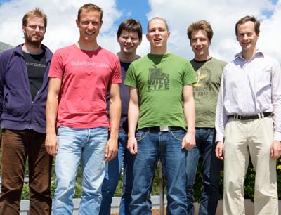 Die Physiker Christian Roos, Matthias Kleinmann, Florian Zähringer, Otfried Gühne, Ge …