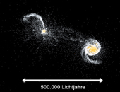 Simulation einer Kollision von 2 Galaxien