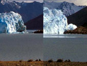 li: Moreno-Gletscher am 3.4.2002; re: selbe Einstellung am 27.10.2003; Bilder: Prof.  …