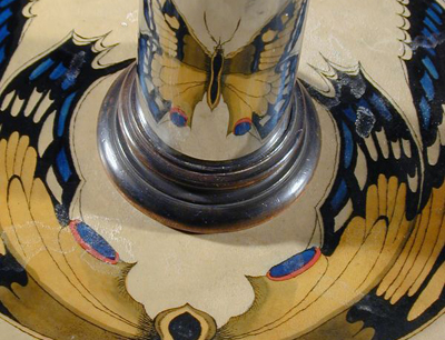 Kegelförmiger Zerrspiegel mit Abbildung um 1800.