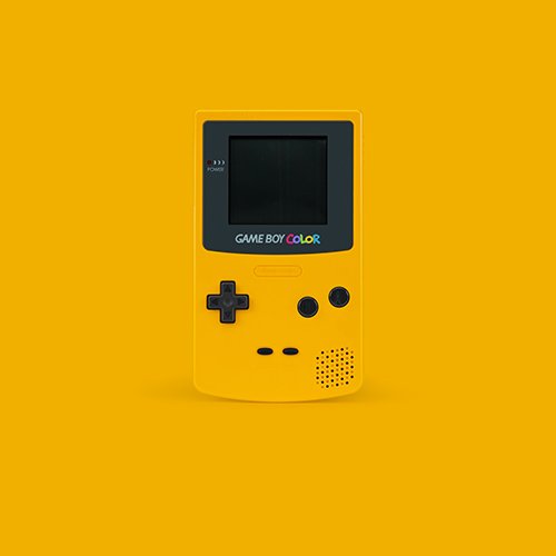 Gelber Gameboy auf gelbem Hintergrund
