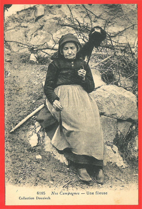 Frau beim Spinnen / woman spinning