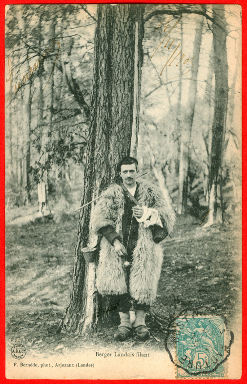 Schäfer beim Spinnen / shepherd spinning