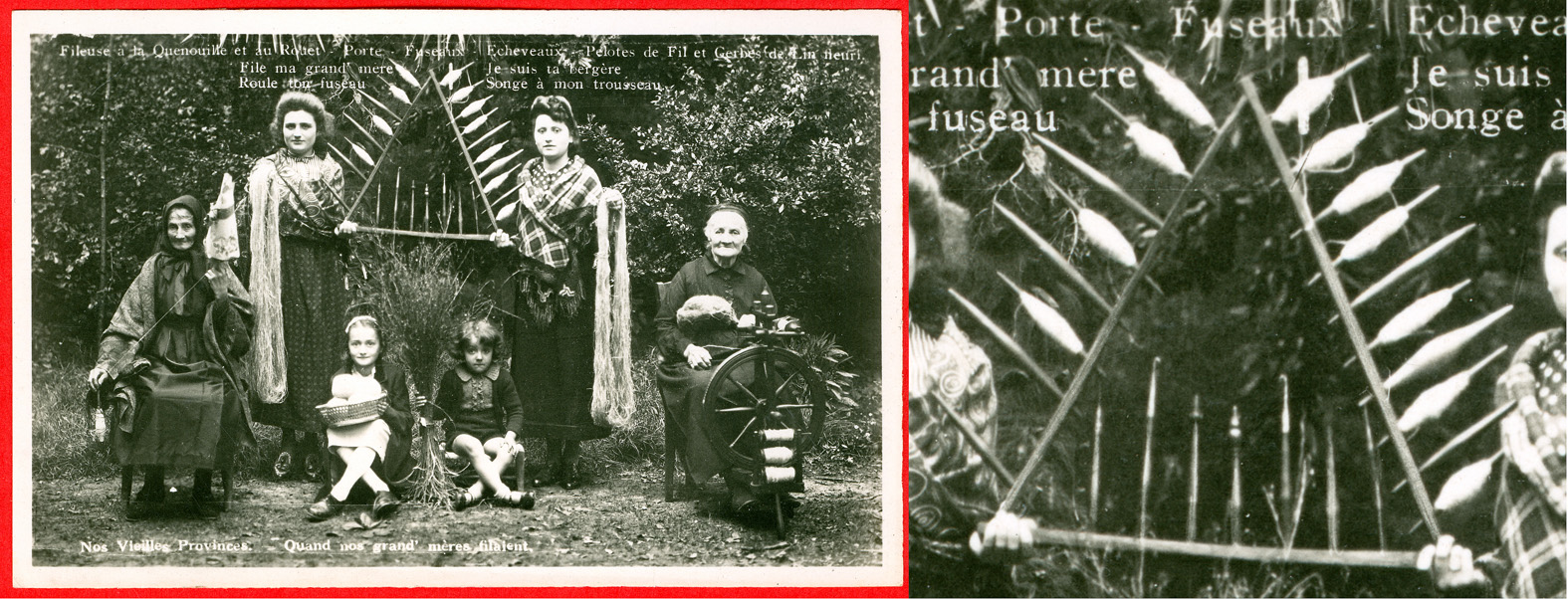 dreieckiger Spindelständer mit französischen Spindeln / triangular spindle rack with French spindles