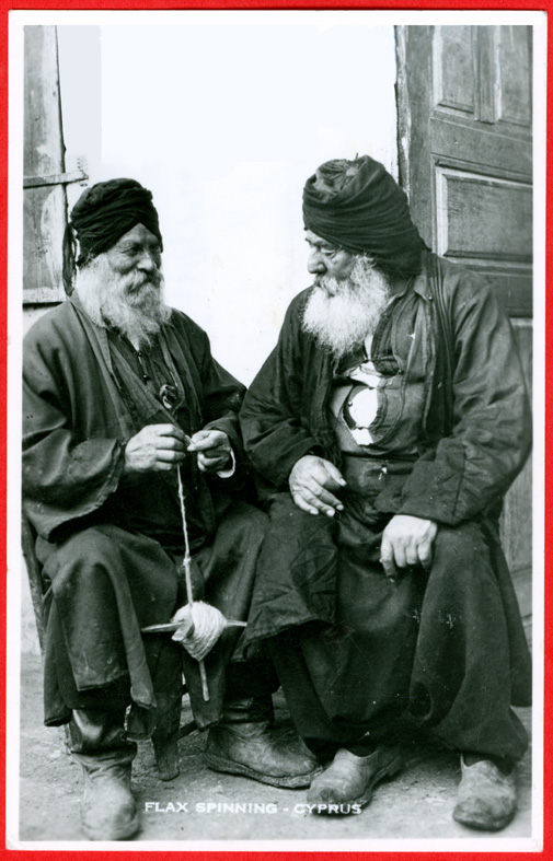 Cyprus, man spinning flax