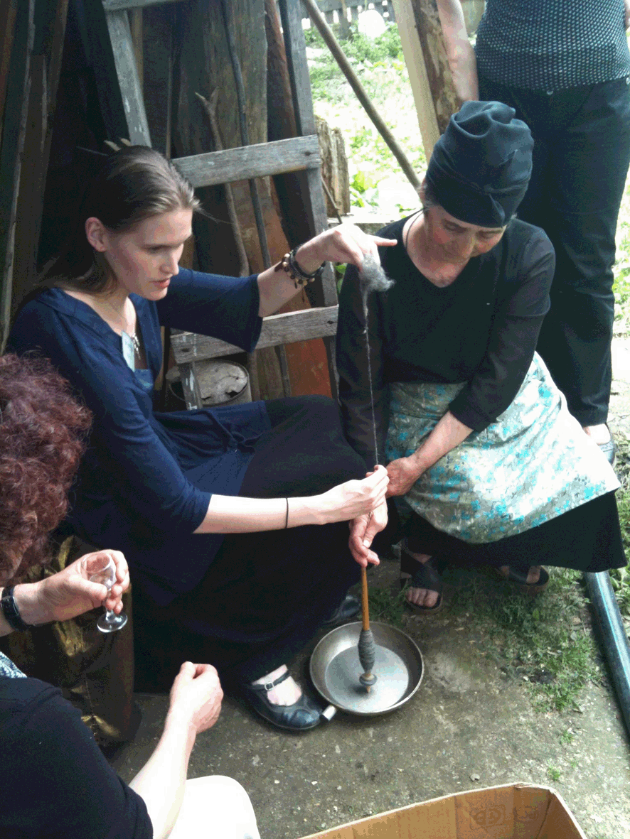 Georgi, Svaneti, women spinning
