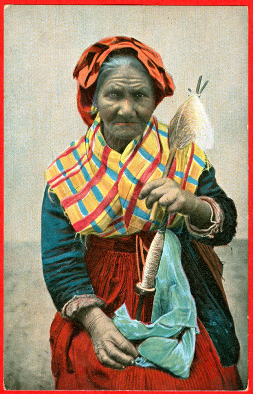 Italy, Naples, woman spinning