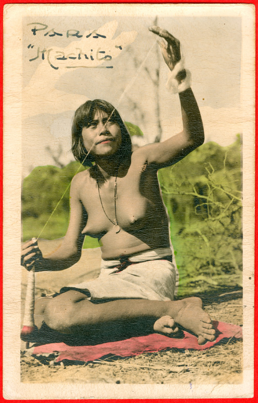 Paraguay, Chulupi woman spinning
