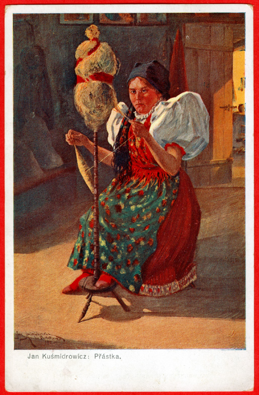 Slovakia or Czech Republic, woman spinning