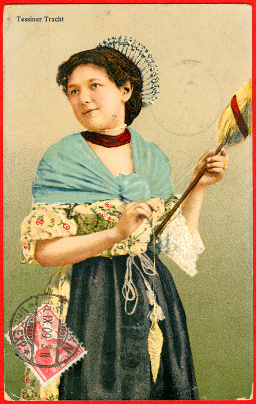 Switzerland, Ticino, woman spinning