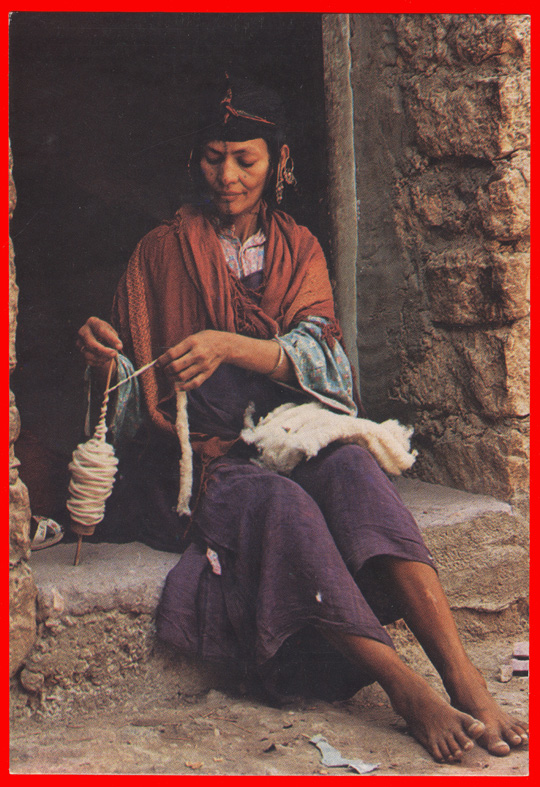Tunisia,Southern Tunesia, woman spinning wool