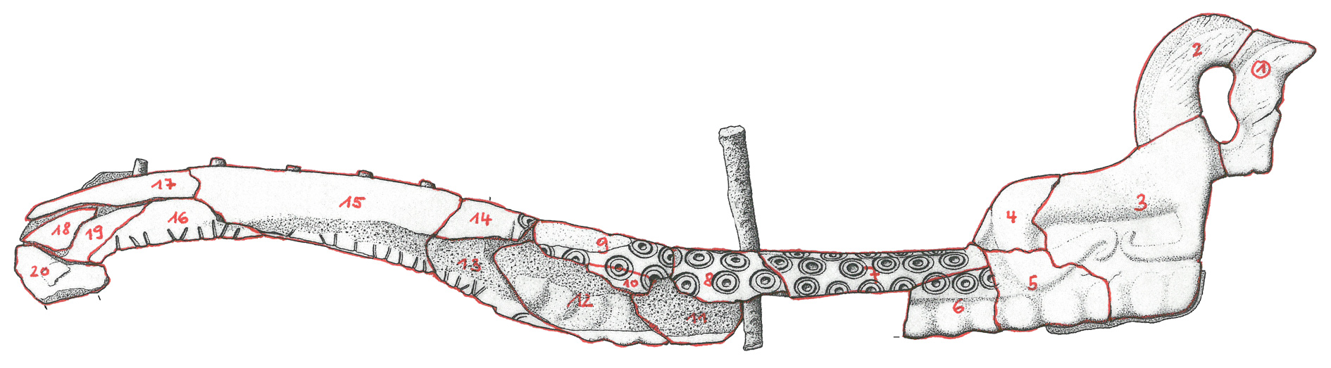 Seitenansicht 1, Fragmente, Handzeichnung