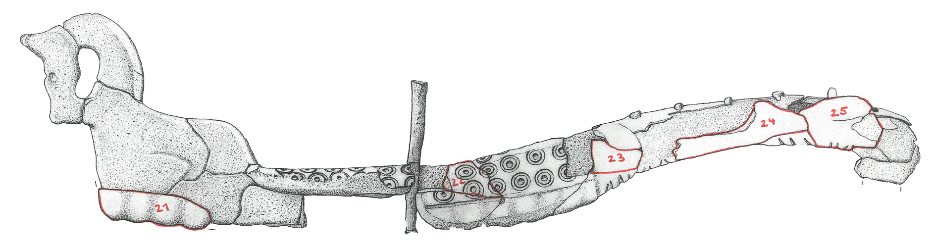 Seitenansicht 1, Fragmente, Handzeichnung