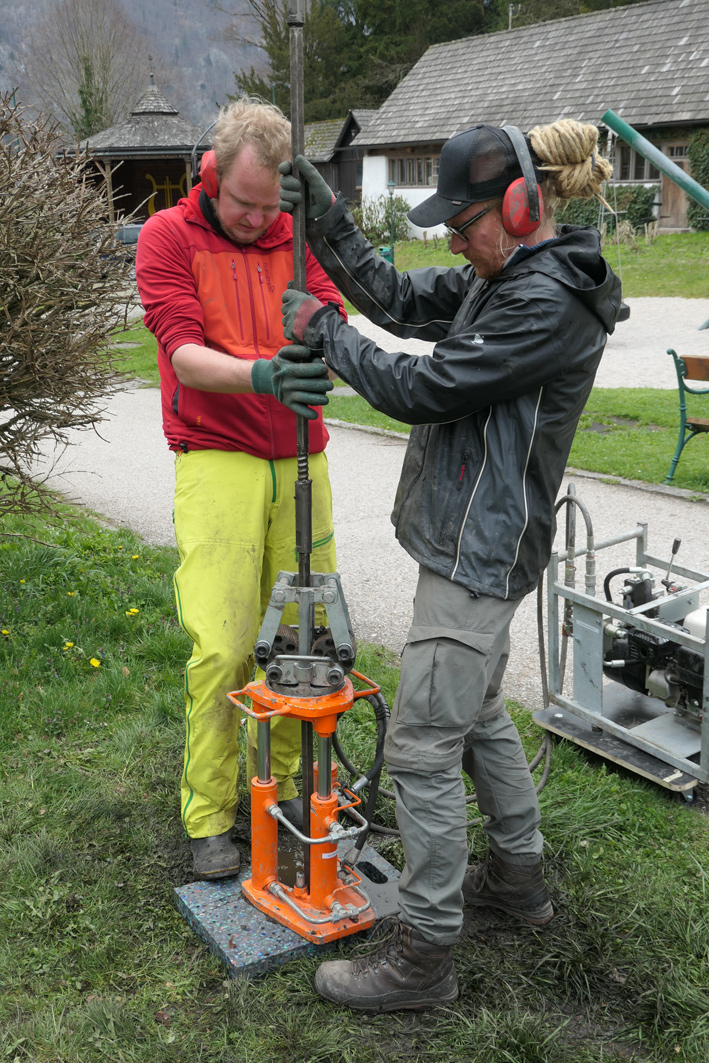 Rammkernsondierungen im ehemaligen Klostergarten von Traunkirchen