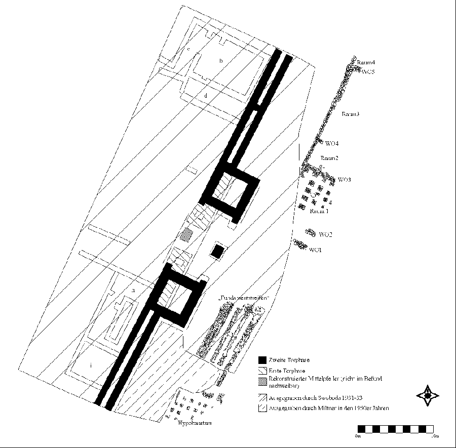 Zweiphasiges Stadttor und östlich davon festgestellte Gebäude