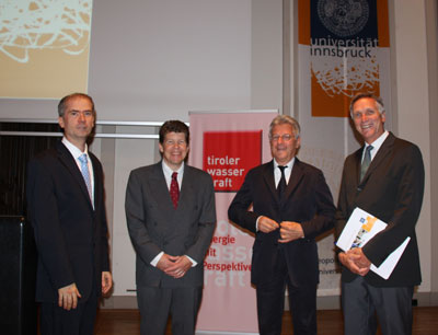 v.l.: Prof. Hilpold, Prof. Schwartze, Dr. Walter Steinmair und Prof. Eccher.