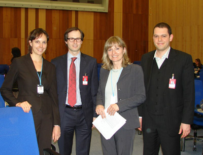 v.l.: Nicole Ehlotzky (WU), Philip Bittner (BMeiA), Irmgard Marboe (Uni Wien), Boris  …