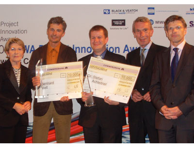 v.l.: Dagmar Mühlenfeld (Oberbürgermeisterin von Mühlheim), Bernhard Wett, Stefan Ach …