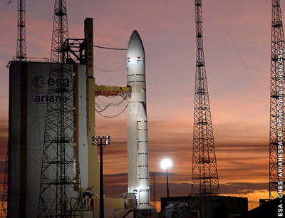 Die Ariane 5 ECA vor dem Start.