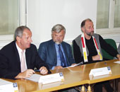 Pressekonferenz Prof. Franz Mathis, Rektor Prof. Hans Moser, Dekan Prof. Elmar Kornex …