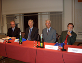 v.l. Prof Hummer, Rektor Gantner, Dekan Wachter und Dr. Scheich beim Symposium