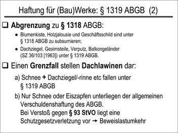 Haftung für (Bau)Werke: § 1319 ABGB (2)