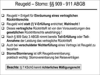 Reugeld-Storno: §§ 909-911 ABGB