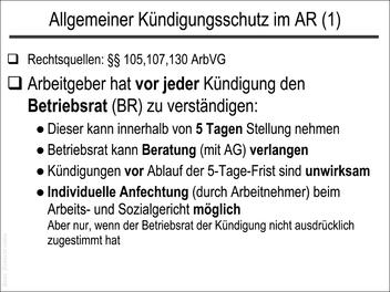 Allgemeiner Kündigungsschutz im AR (1)