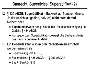 Baurecht, Superficies, Superädifikat (2)