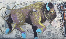 Wandzeichnung eines Büffels