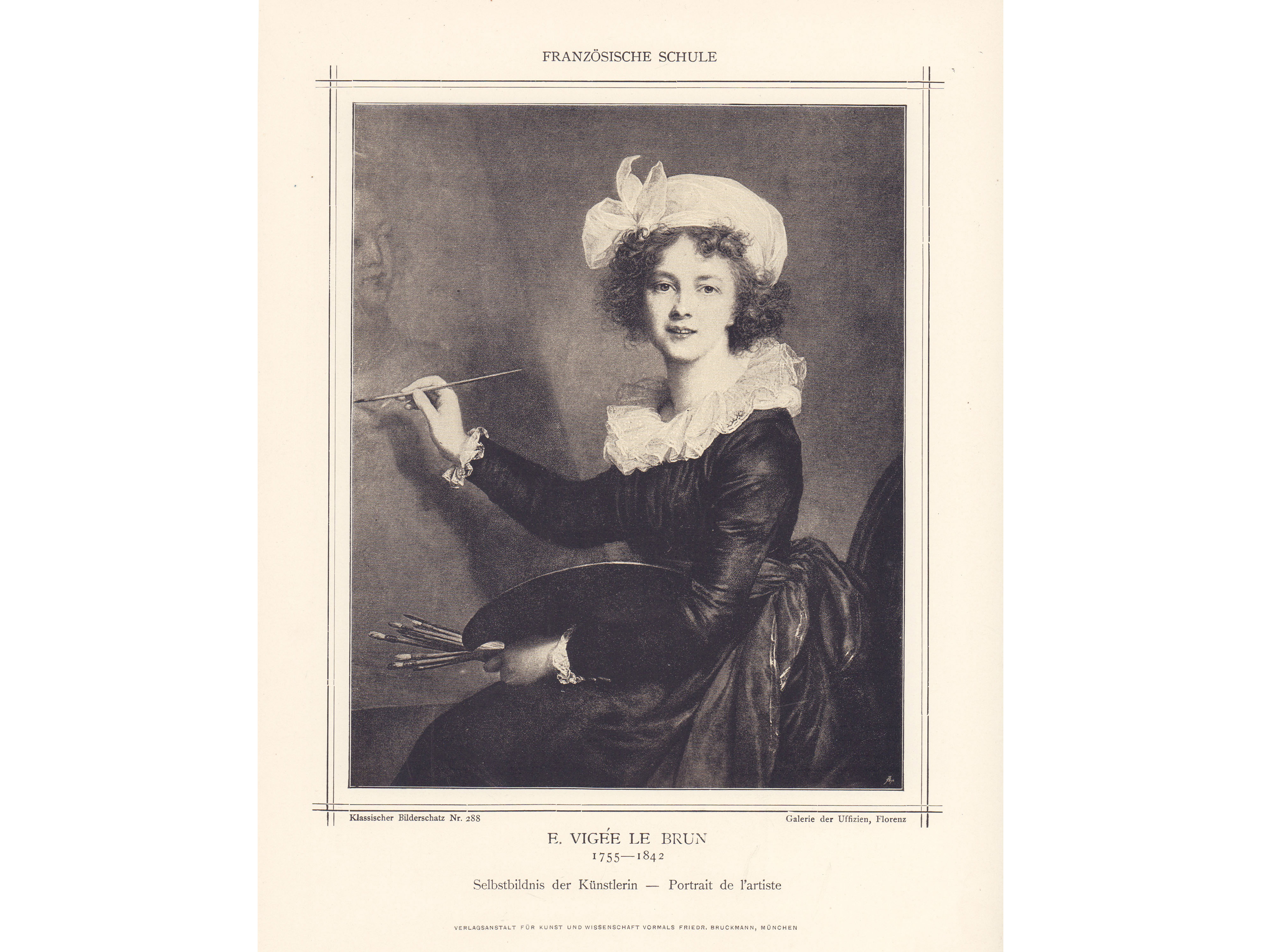 Fotogravur, E. Vigée le Brun, Selbstbildnis, Klassischer Bilderschatz Nr. 288, Inv.-Nr. 4300a, 30,5 x 23 cm