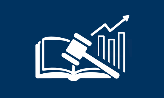 Grafik mit Richterhammer und Statistik