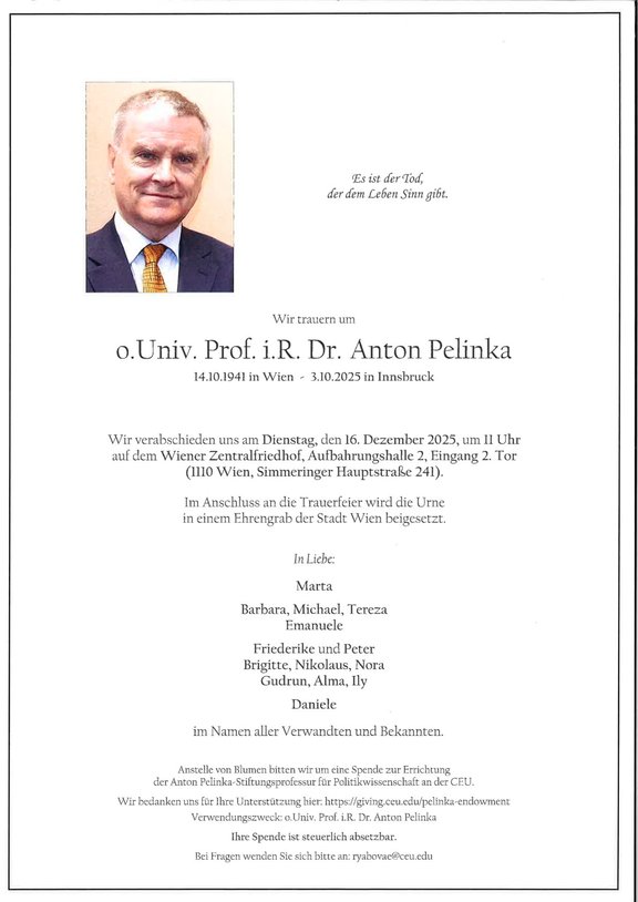 Todesanzeige Anton Pelinka