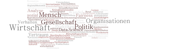 Wordcloud: Mensch, Gesellschaft, sozial, Analyse, Wirtschaft, Organisationen, ...