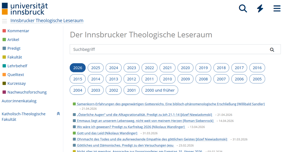 Screenshot einer Homepage