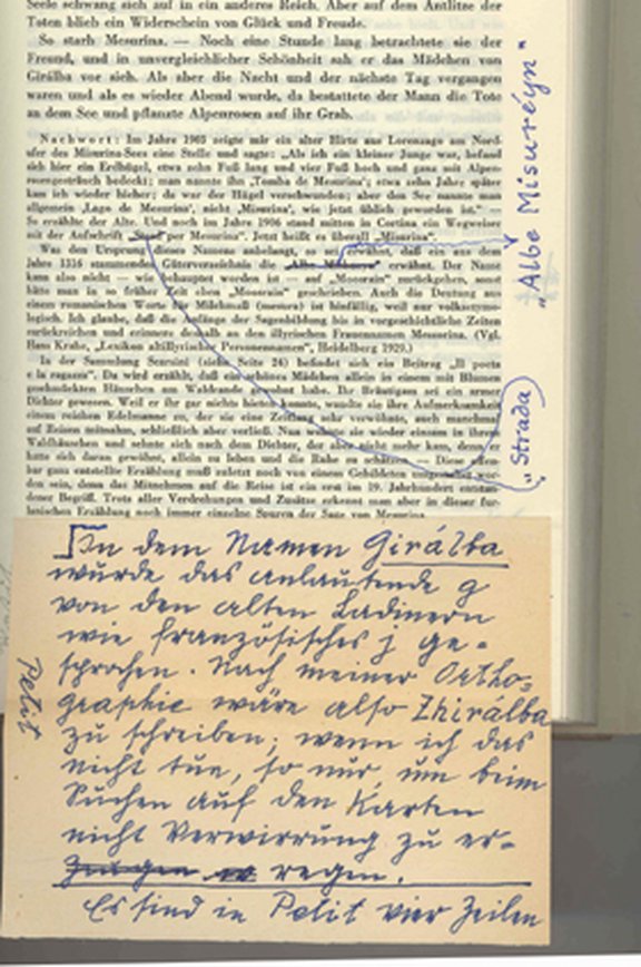 Korrekturen von Karl Felix Wolff für die 12. Auflage der Dolomitensagen