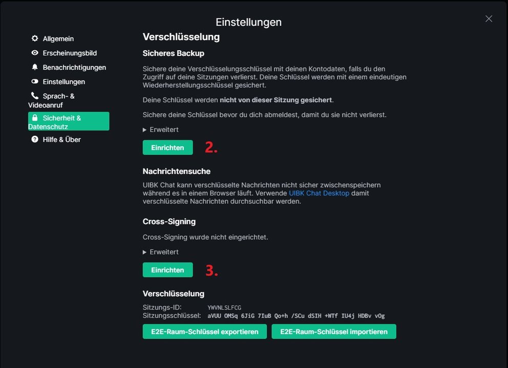 Einstellungen Sicherheit und Datenschutz 2