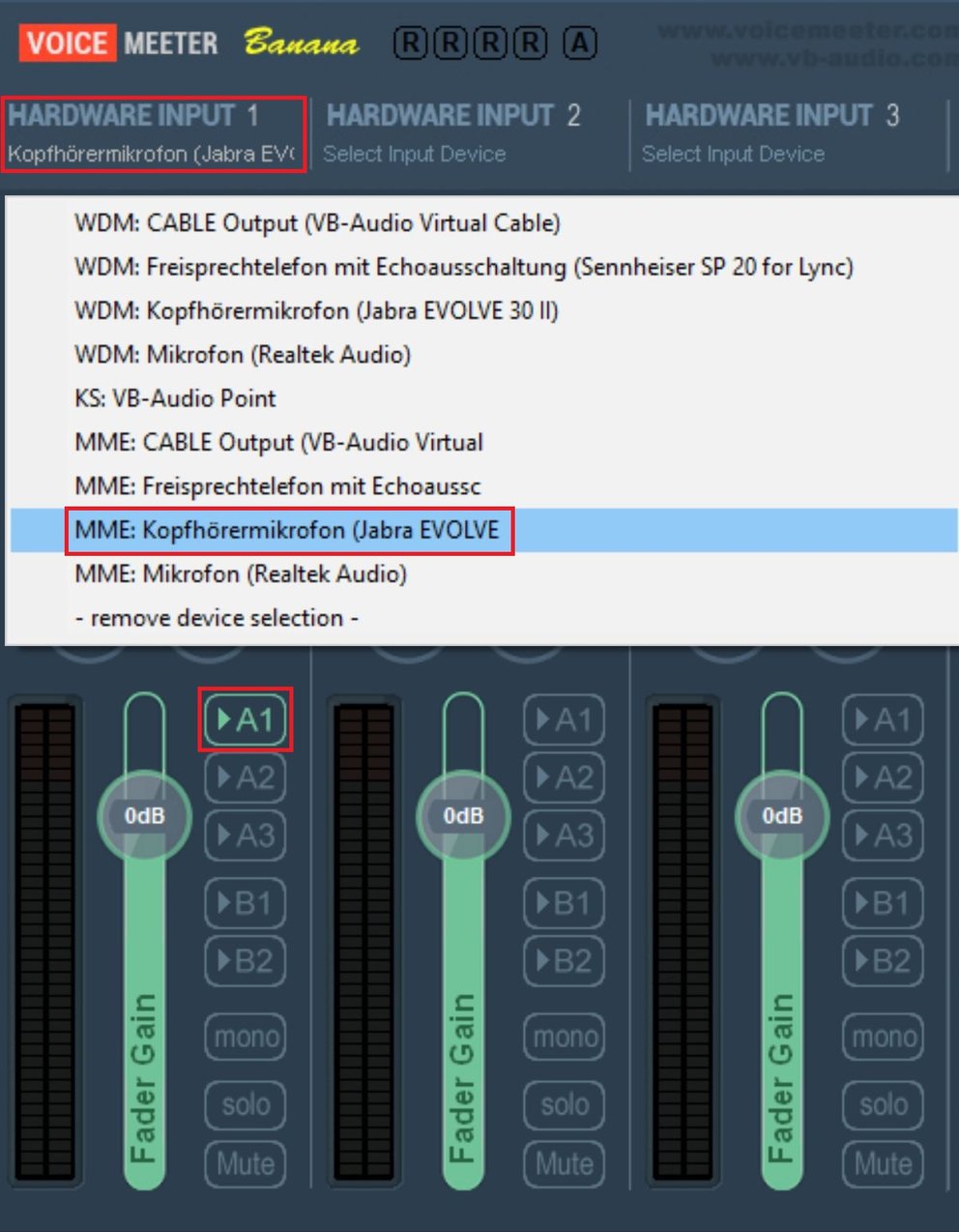 Voicemeeter Hardware Input 1