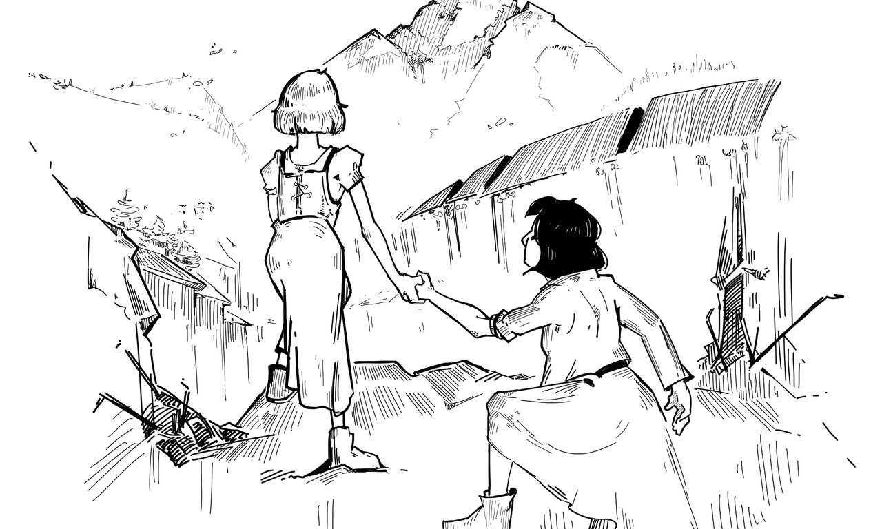 Bild aus der Graphic Novel: Die beiden Freundinnen Lodzia und Marysia auf der Flucht