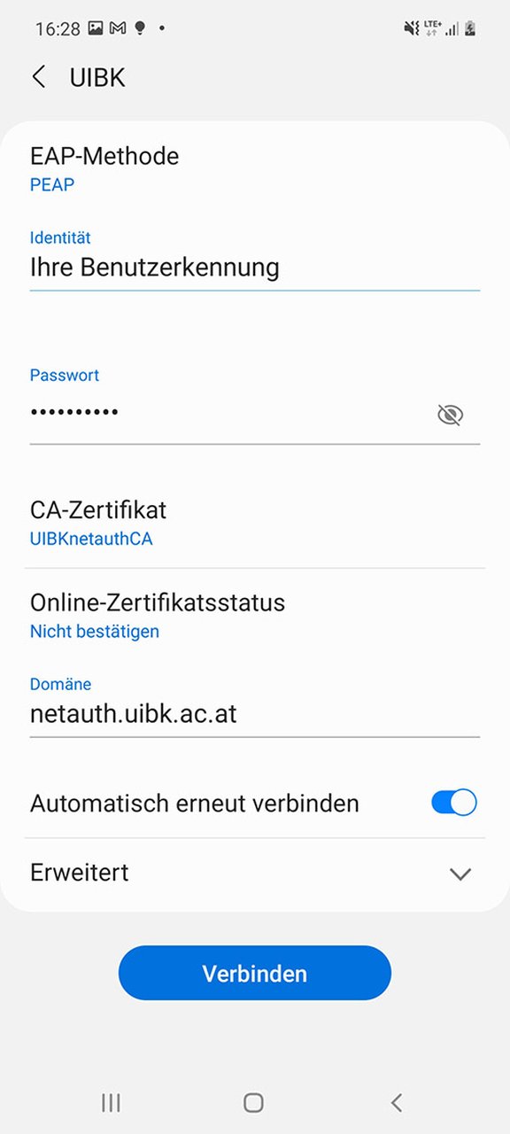 Android Einstellungen uibk