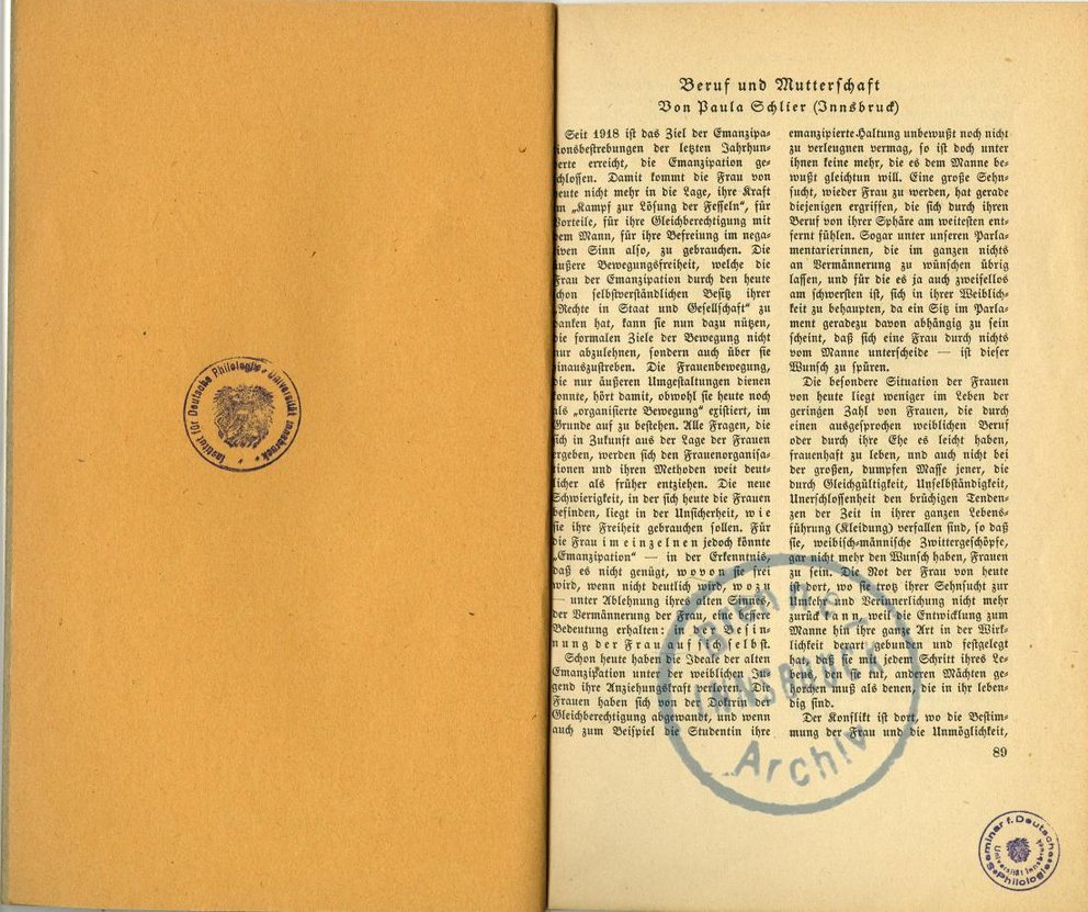 Der Pflug. Hg. v. d. Wiener Urania. Wien: Krystall-Verlag 1926, 89–96