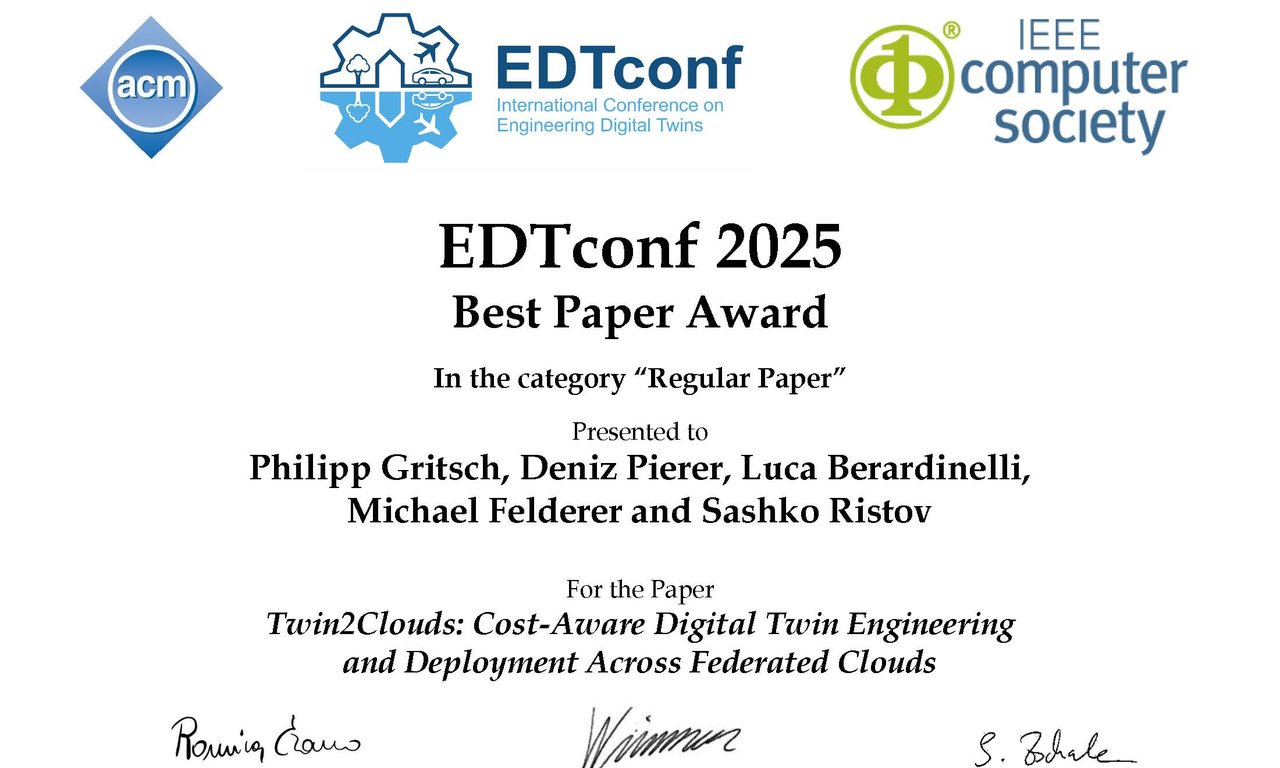 Best paper certificate