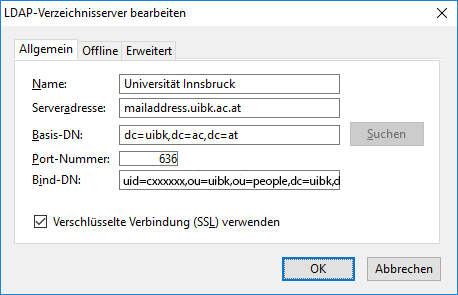 LDAP Verzeichnisserver bearbeiten