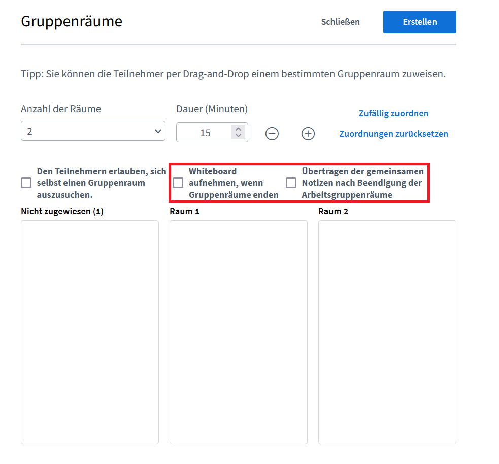 Breakouträume neue Funktionen