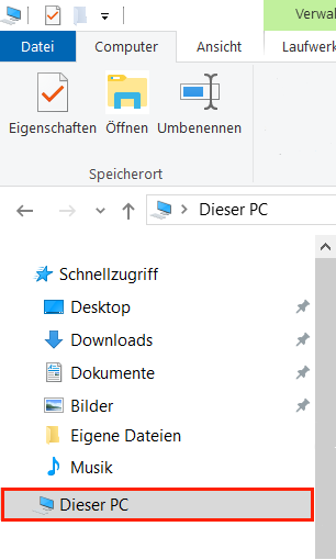 Dieser PC Ausschnitt