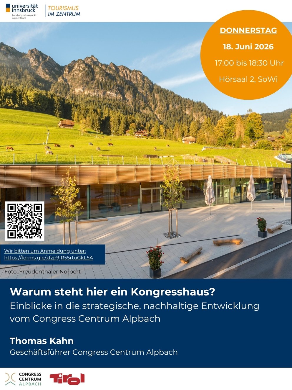 Veranstaltungsplakat für den Vortrag am 26.03.2026 von 17:00-18:30 Uhr im Hörsaal 1, SOWI von Thilo Bohatsch