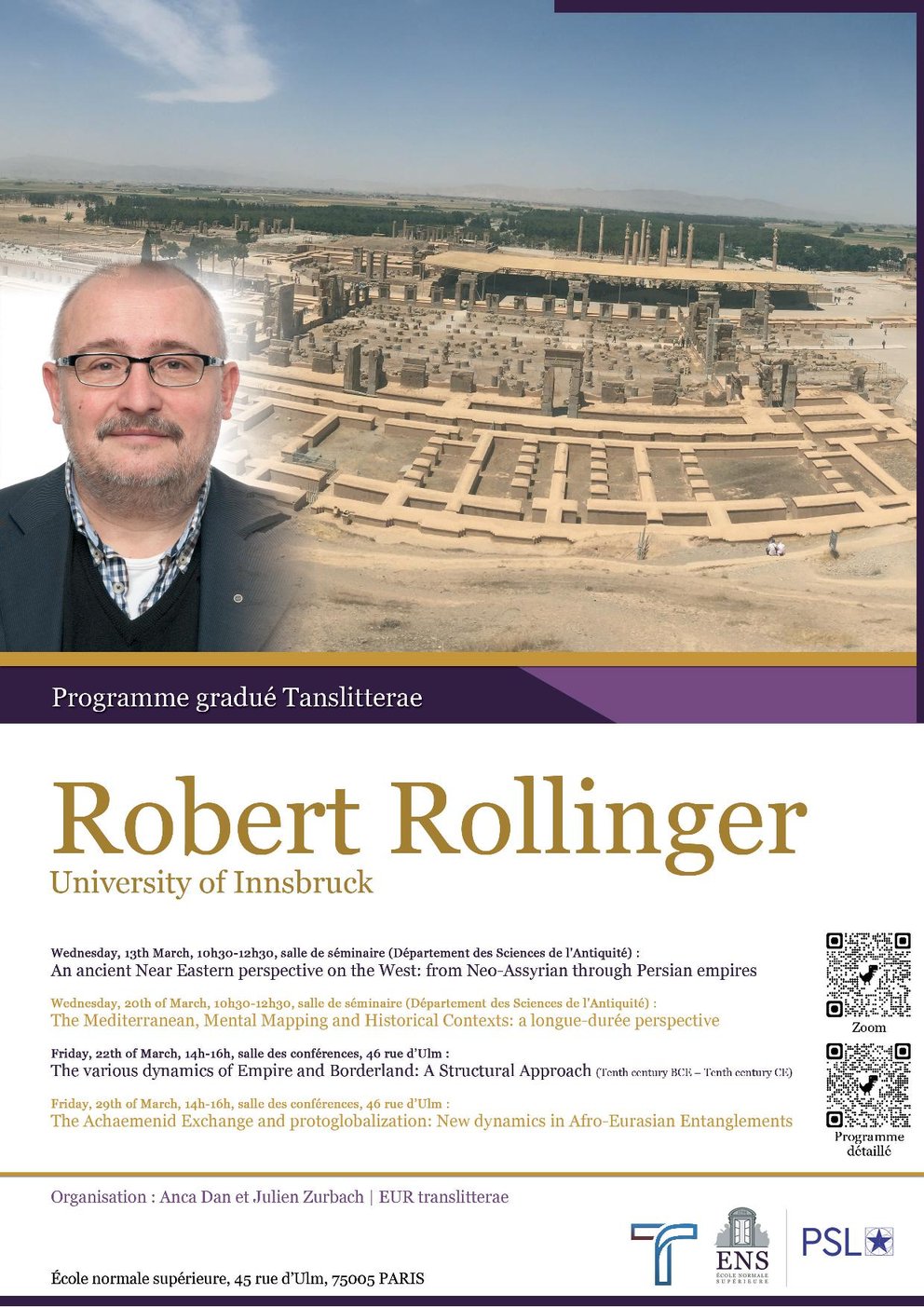 Vortragsreihe Rollinger als Prof. invité an der ENS Paris