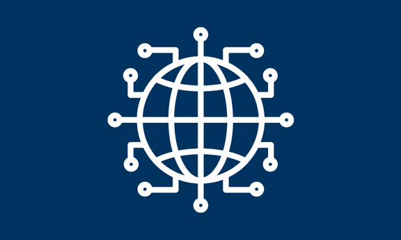 Grafik mit Weltkugel und Verbindungselementen